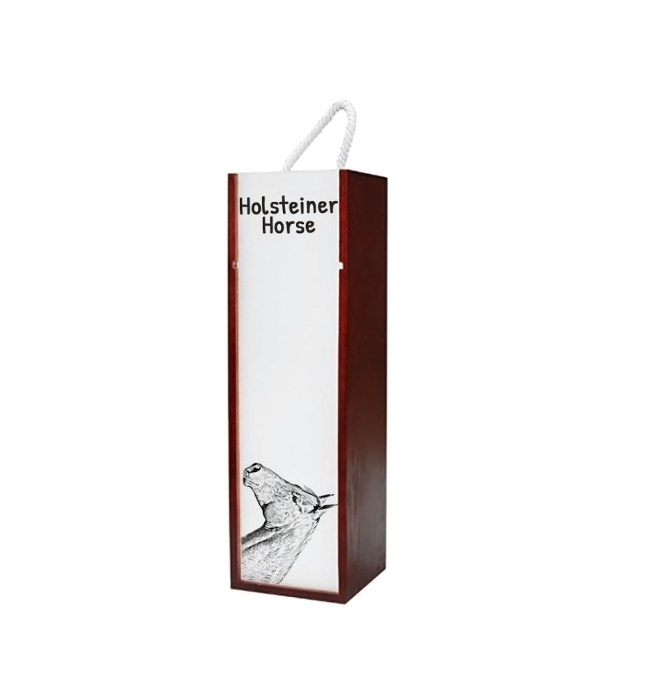 Cheval Holsteiner - boîte à vin avec un cheval, boîte à alcool avec une illustration, boîte cadeau personnalisée de la marque Art-Dog