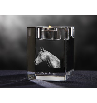 Holsteiner Pferd - Kerzenhalter mit Bild eines Pferdes, Teelichthalter aus Kristall, personalisiertes Geschenk der Marke Art-Dog