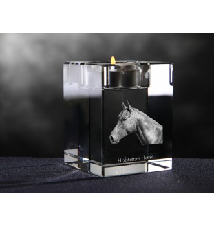 Holsteiner Horse - Candle holder with picture of a horse, crystal tealight holder, personalised gift by Art-Dog brand