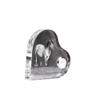 Henson Horse - crystal clock with a picture of a horse, heart-shaped shelf clock, personalized standing clock by Art-Dog brand
