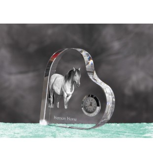 Cheval Henson - horloge en cristal avec une photo de cheval, horloge de table en forme de cœur, horloge debout personnalisée de la marque Art-Dog