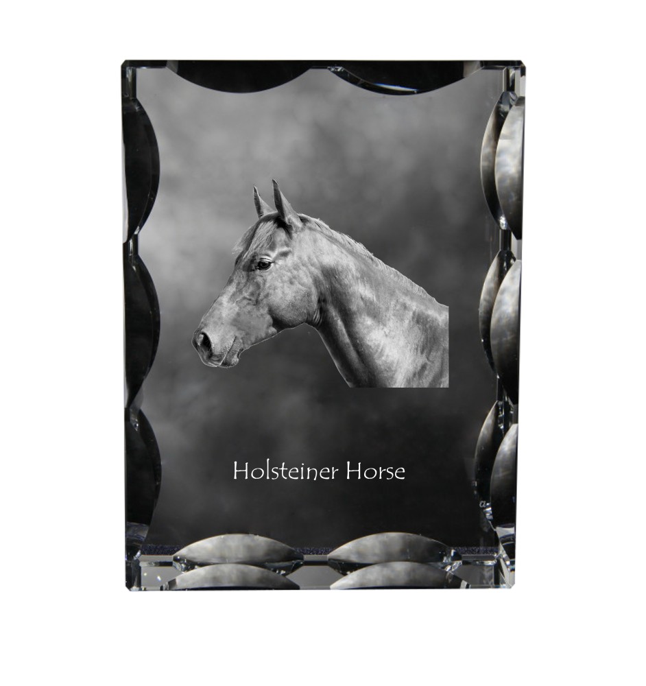 Cheval Holsteiner - Kristall mit einem Pferdebild, Glasstatuette mit einem Bild, einzigartiger Bilderrahmen der Marke Art-Dog