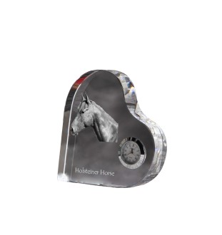 Holsteiner Pferd - Kristalluhr mit einem Pferdebild, Herzregal-Uhr, personalisierte Standuhr der Marke Art-Dog