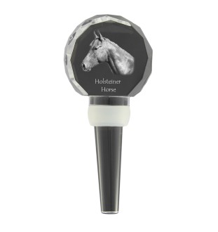 Holsteiner Horse - Crystal bottle stopper with horse, unique wine stopper with photo, personalised gift for sommelier by Art-Dog brand