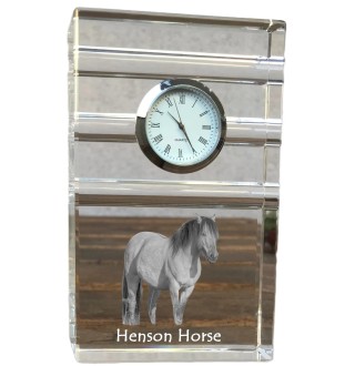 Henson Horse - glass clock with a photo, photo of a horse in crystal, personalized standing office clock by Art-Dog brand