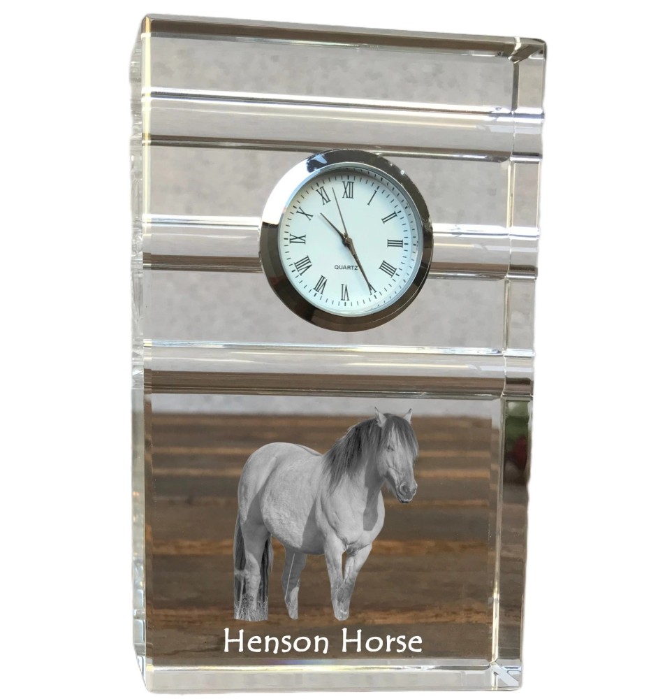 Cheval Henson - horloge en verre avec photo, photo de cheval dans un cristal, horloge de bureau personnalisée de la marque Art-Dog