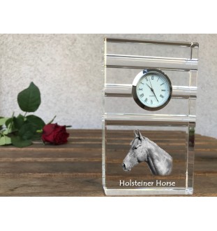 Cheval Holsteiner - horloge en verre avec photo, photo de cheval dans un cristal, horloge de bureau personnalisée de la marque Art-Dog