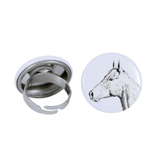 Cheval Holsteiner - Bague de collection avec l'image d'un cheval, produit fait à la main, marque Art-Dog