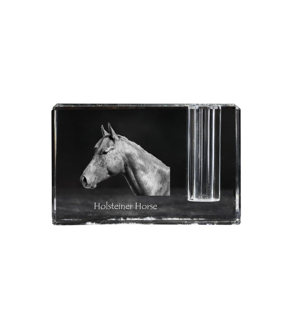 Cheval Holsteiner - Porte-stylos, organiseur en cristal avec image d'un cheval, décoration de bureau unique par la marque Art-Dog