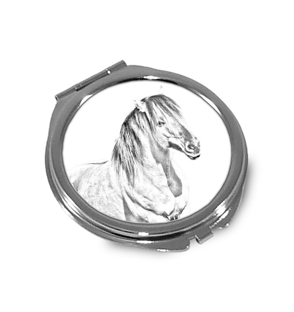 Henson Horse - pocket mirror with a horse, personalized mirror for a purse, compact mirror with Art-Dog brand print