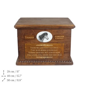 Koń islandzki urna na drewnie z statuetką stojącą Art-Dog