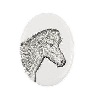 Cheval islandais - une plaque commémorative avec une photo de cheval, une plaque funéraire avec une impression, une plaque ovale personnalisée de la marque Art-Dog