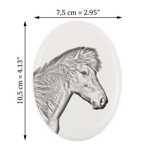 Islandpferd - Gedenktafel mit einem Pferdefoto, Grabplatte mit Druck, personalisierte ovale Platte von Art-Dog.