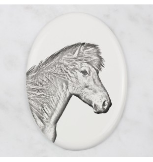 Islandpferd - Gedenktafel mit einem Pferdefoto, Grabplatte mit Druck, personalisierte ovale Platte von Art-Dog.