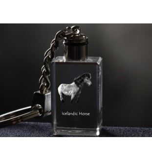 Icelandic Horse - Crystal pendant with photo of a horse, illuminated pendant, unique gift by Art-Dog brand
