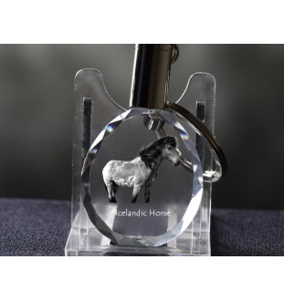 Icelandic Horse - pendant with a picture of a horse, crystal key ring in a gift box, unique gift by Art-Dog brand