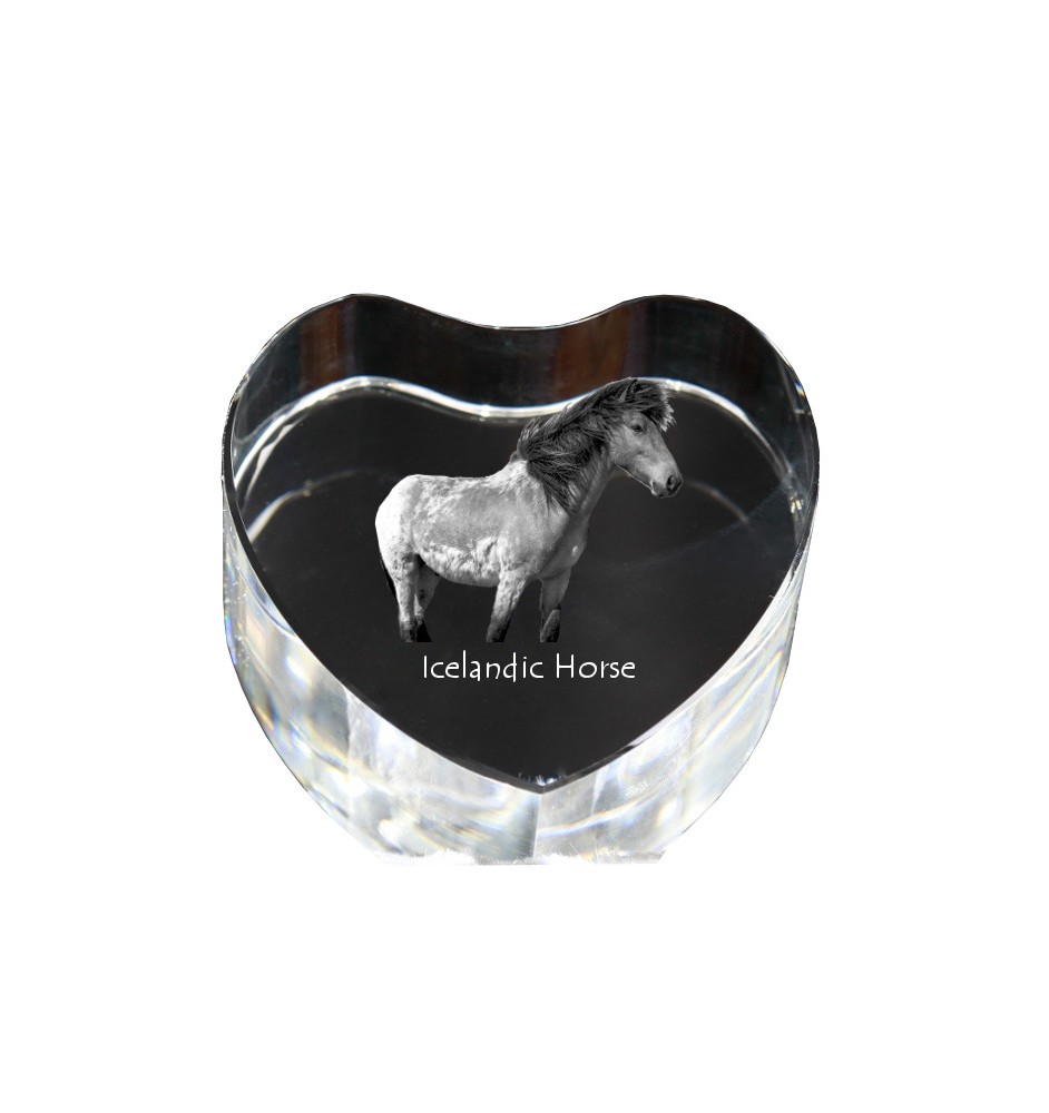 Cheval islandais - une photo de cheval dans un cristal, un cœur en cristal, un cadre exceptionnel avec une photo de la marque Art-Dog