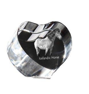 Cheval islandais - une photo de cheval dans un cristal, un cœur en cristal, un cadre exceptionnel avec une photo de la marque Art-Dog
