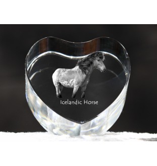 Cheval islandais - une photo de cheval dans un cristal, un cœur en cristal, un cadre exceptionnel avec une photo de la marque Art-Dog