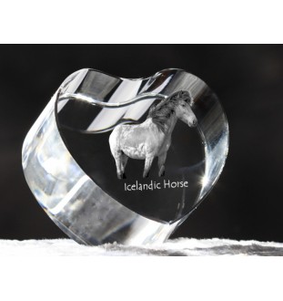 Cheval islandais - une photo de cheval dans un cristal, un cœur en cristal, un cadre exceptionnel avec une photo de la marque Art-Dog