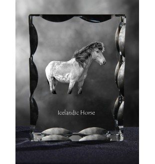 Islandpferd - crystal with a picture of a horse, glass statuette with a picture, unique frame with a picture from Art-Dog brand