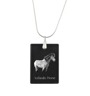 Cheval islandais - Crystal pendant with horse, silver necklace with photo, personalised pendant by Art-Dog brand