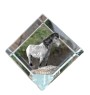 Icelandic Horse - crystal cube with a horse picture, horse picture in crystal, cubic paperweight from Art-Dog brand