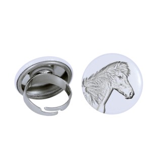 Cheval islandais - Bague de collection avec l'image d'un cheval, produit fait à la main, marque Art-Dog