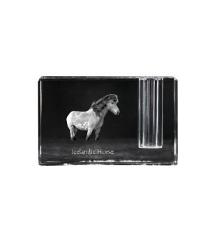 Cheval islandais - Porte-stylos, organiseur en cristal avec image d'un cheval, décoration de bureau unique par la marque Art-Dog