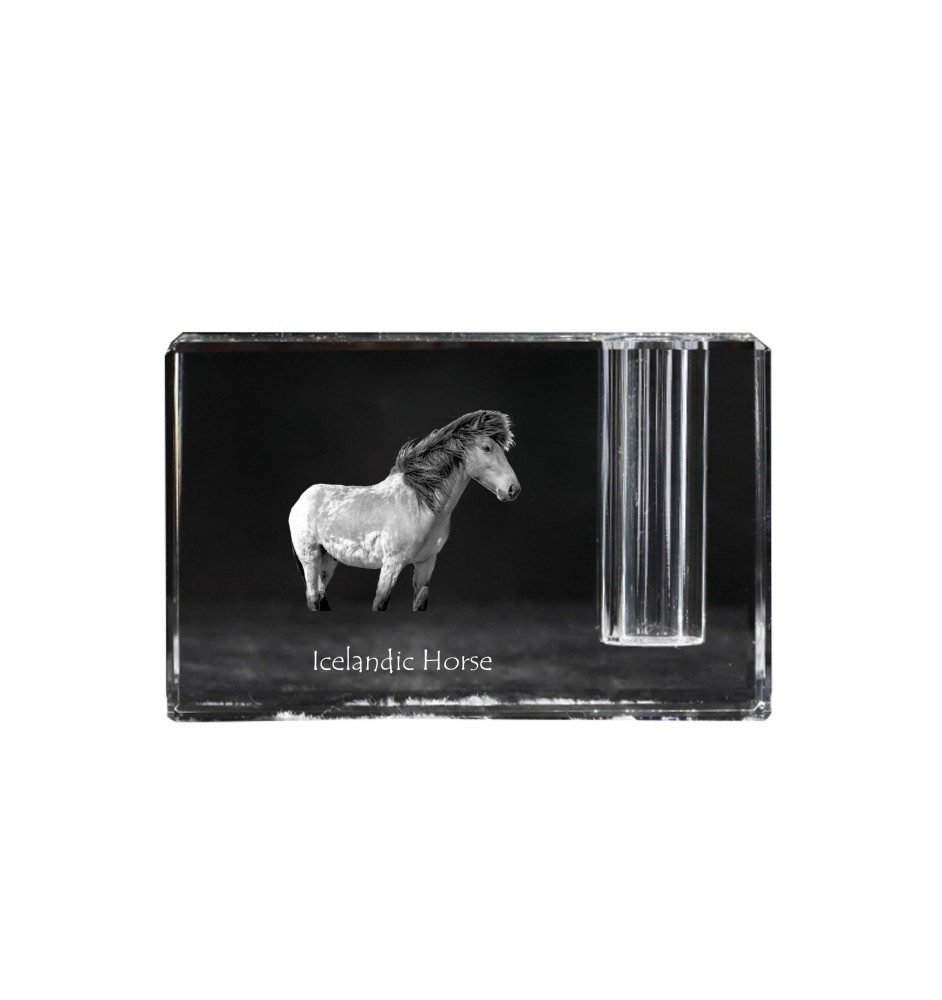 Cheval islandais - Porte-stylos, organiseur en cristal avec image d'un cheval, décoration de bureau unique par la marque Art-Dog