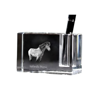 Cheval islandais - Porte-stylos, organiseur en cristal avec image d'un cheval, décoration de bureau unique par la marque Art-Dog