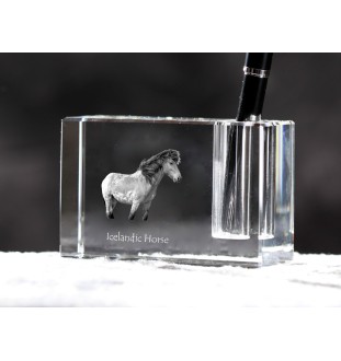 Cheval islandais - Porte-stylos, organiseur en cristal avec image d'un cheval, décoration de bureau unique par la marque Art-Dog