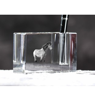 Cheval islandais - Porte-stylos, organiseur en cristal avec image d'un cheval, décoration de bureau unique par la marque Art-Dog