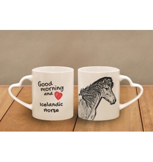 Icelandic Horse - cup with a dog, adorable cup with a heart-shaped handle, universal gift from the Art-Dog brand