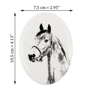 Morgan Pferd - Gedenktafel mit einem Pferdefoto, Grabplatte mit Druck, personalisierte ovale Platte von Art-Dog.
