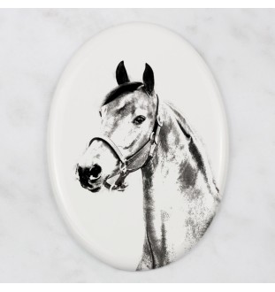 Morgan Horse - commemorative plaque with a photo of a horse, tombstone plaque with a print, personalized oval plaque by Art-Dog brand