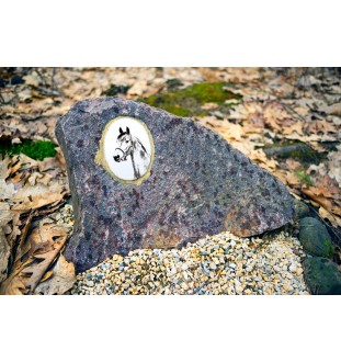 Morgan Pferd - Gedenktafel mit einem Pferdefoto, Grabplatte mit Druck, personalisierte ovale Platte von Art-Dog.
