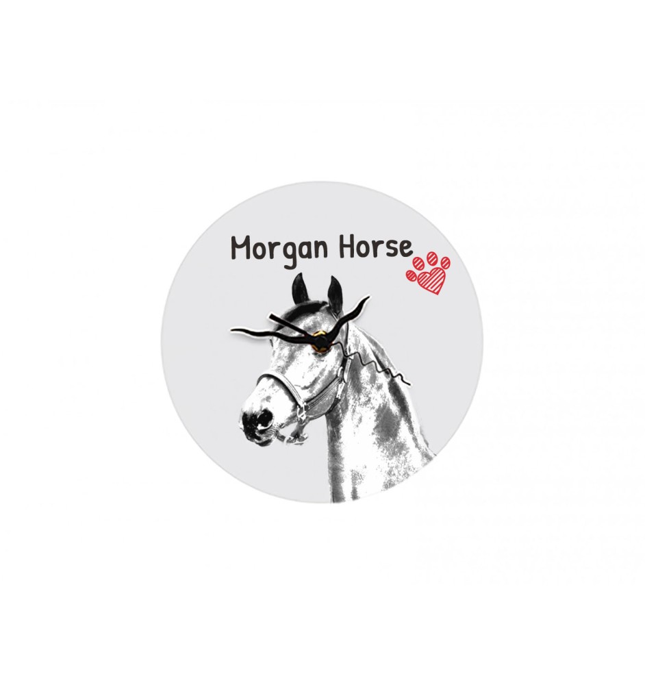 Morgan Pferd - Wanduhr mit Pferd, Uhr mit Druck für das Regal, personalisierte Hausdekoration der Marke Art-Dog