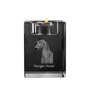 Cheval Morgan - Bougeoir avec image d'un cheval, porte bougie en cristal, cadeau personnalisé par la marque Art-Dog