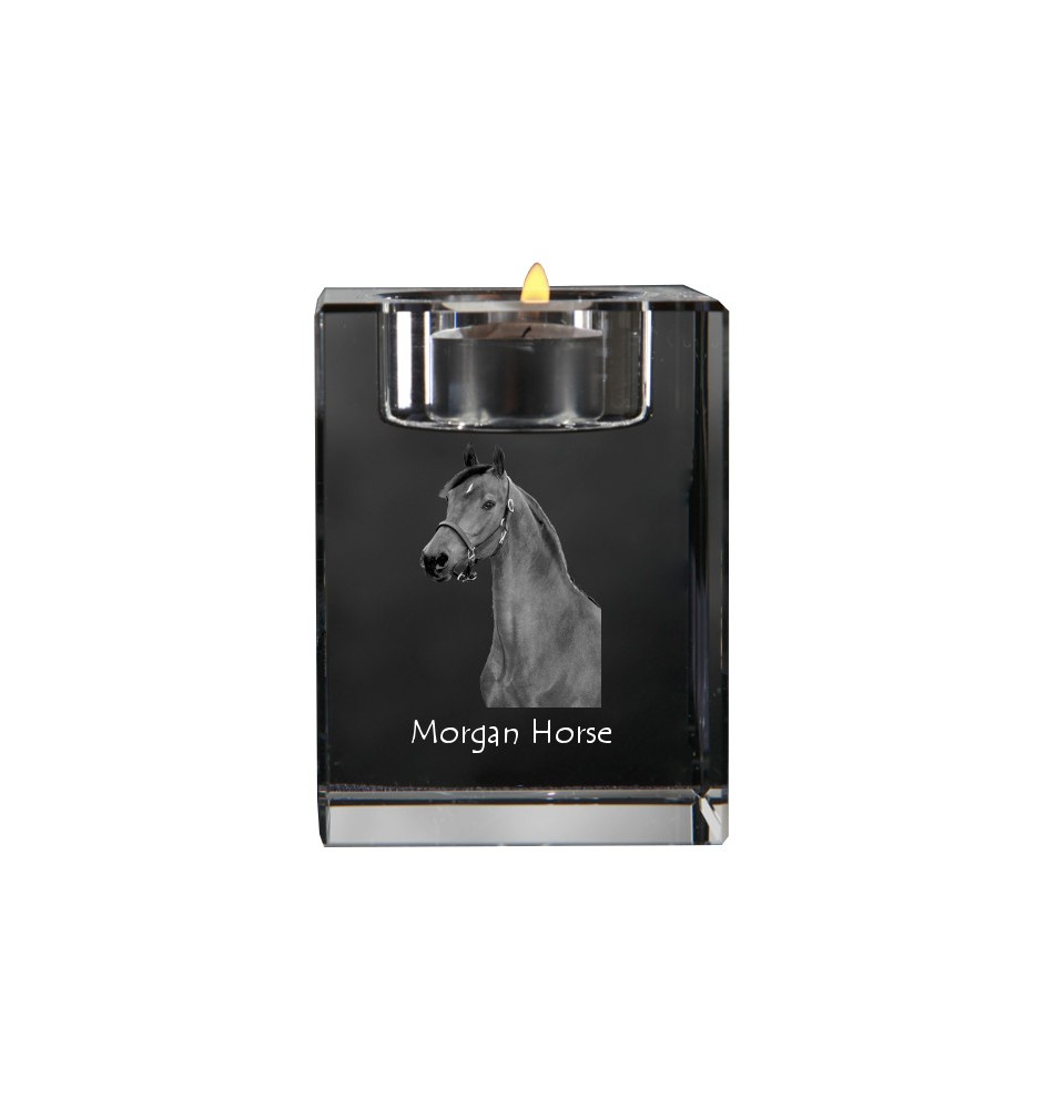 Morgan Horse - Candle holder with picture of a horse, crystal tealight holder, personalised gift by Art-Dog brand