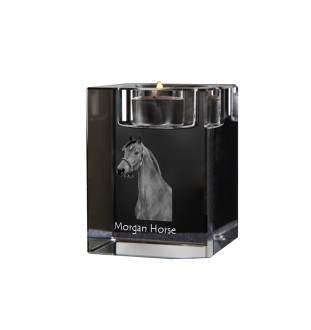 Cheval Morgan - Bougeoir avec image d'un cheval, porte bougie en cristal, cadeau personnalisé par la marque Art-Dog