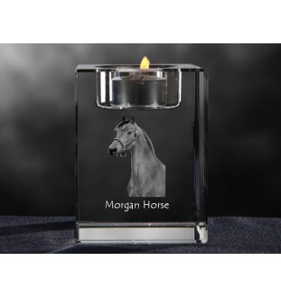 Cheval Morgan - Bougeoir avec image d'un cheval, porte bougie en cristal, cadeau personnalisé par la marque Art-Dog