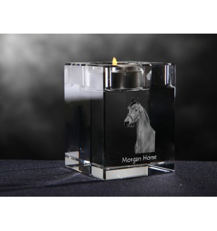 Cheval Morgan - Bougeoir avec image d'un cheval, porte bougie en cristal, cadeau personnalisé par la marque Art-Dog