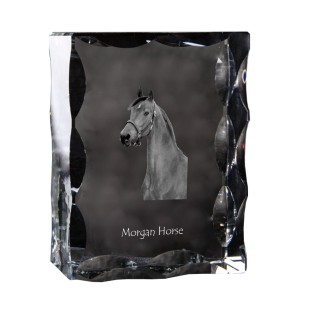 Cheval Morgan - Kristall mit einem Pferdebild, Glasstatuette mit einem Bild, einzigartiger Bilderrahmen der Marke Art-Dog