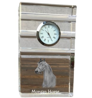Cheval Morgan - horloge en verre avec photo, photo de cheval dans un cristal, horloge de bureau personnalisée de la marque Art-Dog