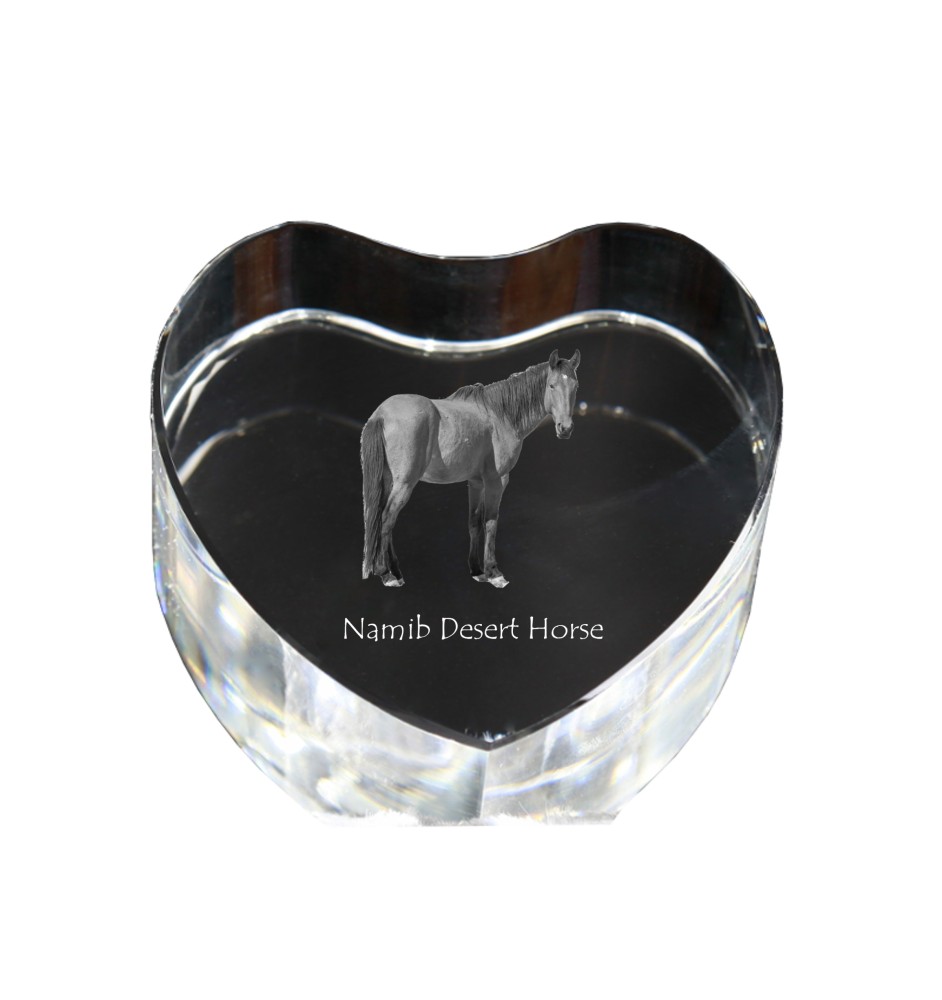 Cheval du désert de Namibie - une photo de cheval dans un cristal, un cœur en cristal, un cadre exceptionnel avec une photo de la marque Art-Dog