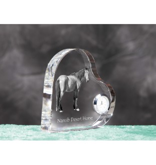 Namib Desert Horse - crystal clock with a picture of a horse, heart-shaped shelf clock, personalized standing clock by Art-Dog brand