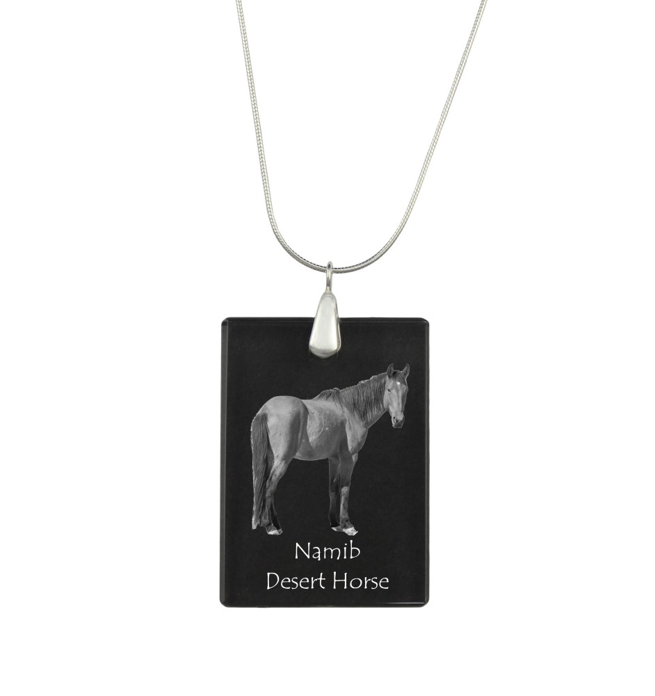 Cheval du désert de Namibie - Crystal pendant with horse, silver necklace with photo, personalised pendant by Art-Dog brand