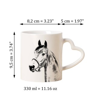Morgan Horse - cup with a dog, adorable cup with a heart-shaped handle, universal gift from the Art-Dog brand