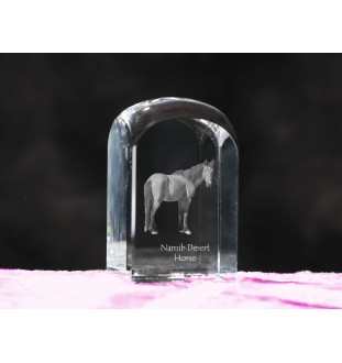 Namib Desert Horse - crystal cube with a photo, photo of a horse in crystal, cubic paperweight from Art-Dog brand